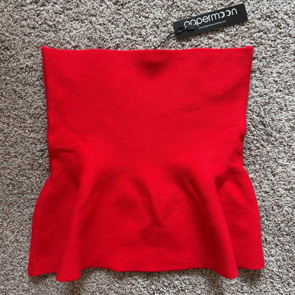 Papermoon Red Peplum Tube Top